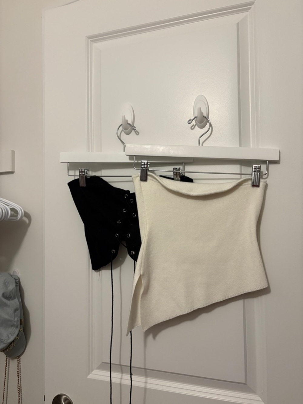 2/15$ Dynamite Two-Piece Crop Top Set in Black and Cream
